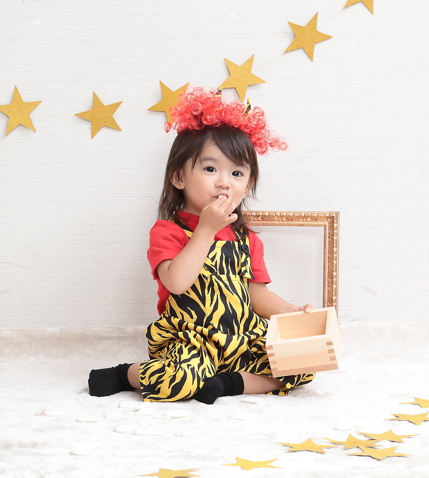 コスプレ 節分 鬼 オニ オーバーオール鬼 ベビー 80cm イエロー【クリアストーン】