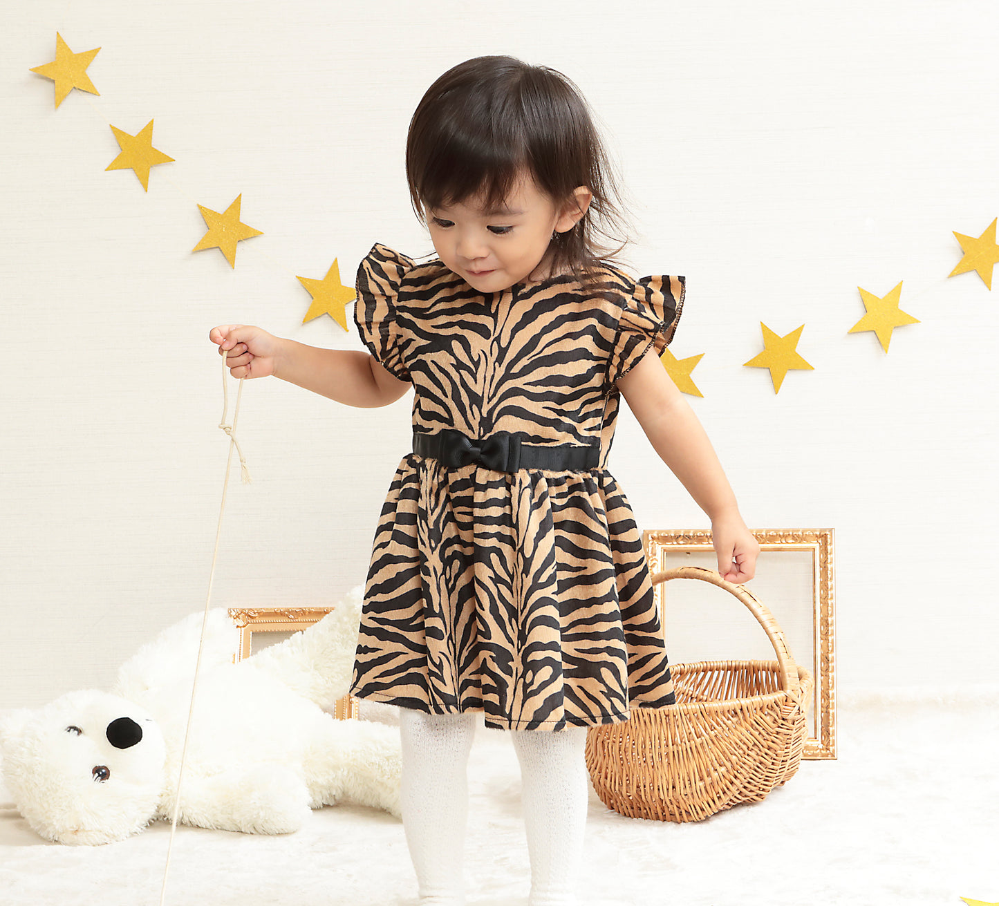 コスプレ 節分 鬼 ワンピース鬼 ベビー 80cm イエロー/ベージュ 【クリアストーン】