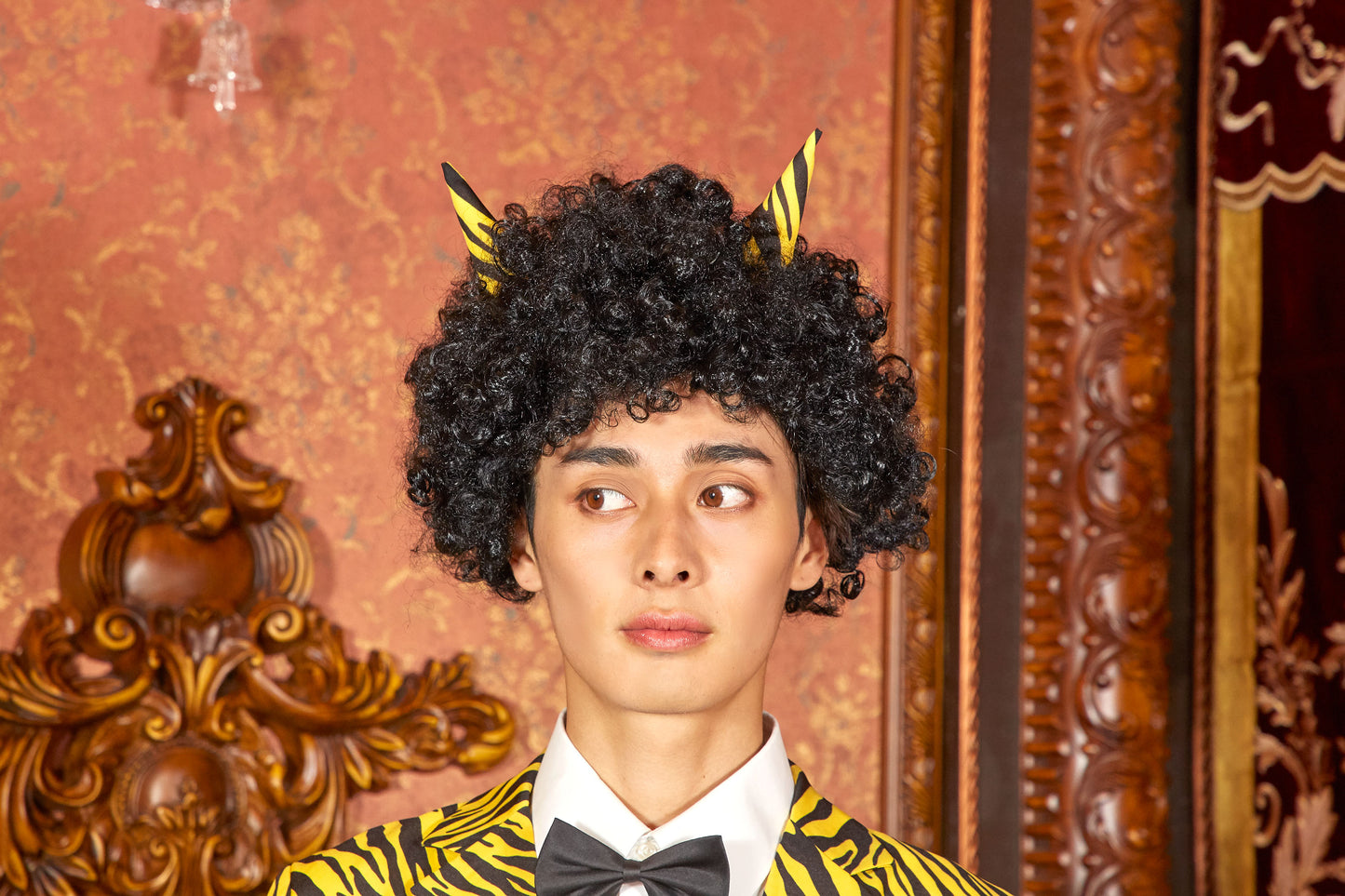 コスプレ 節分 鬼 スーツ 鬼スーツ メンズ フリーサイズ イエロー 【クリアストーン】