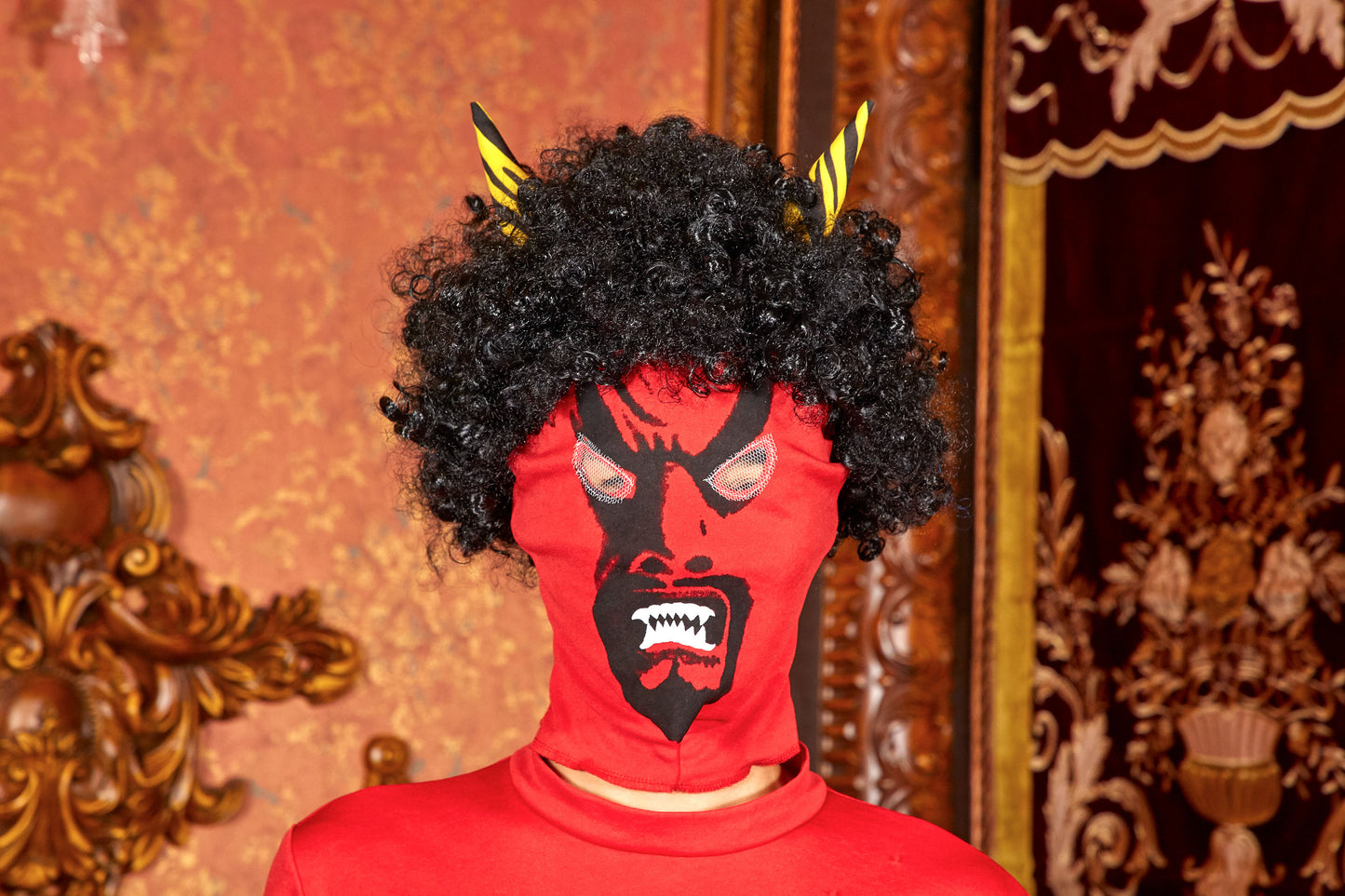 コスプレ 節分 鬼 赤鬼 太った鬼さん メンズ フリーサイズ レッド 【クリアストーン】