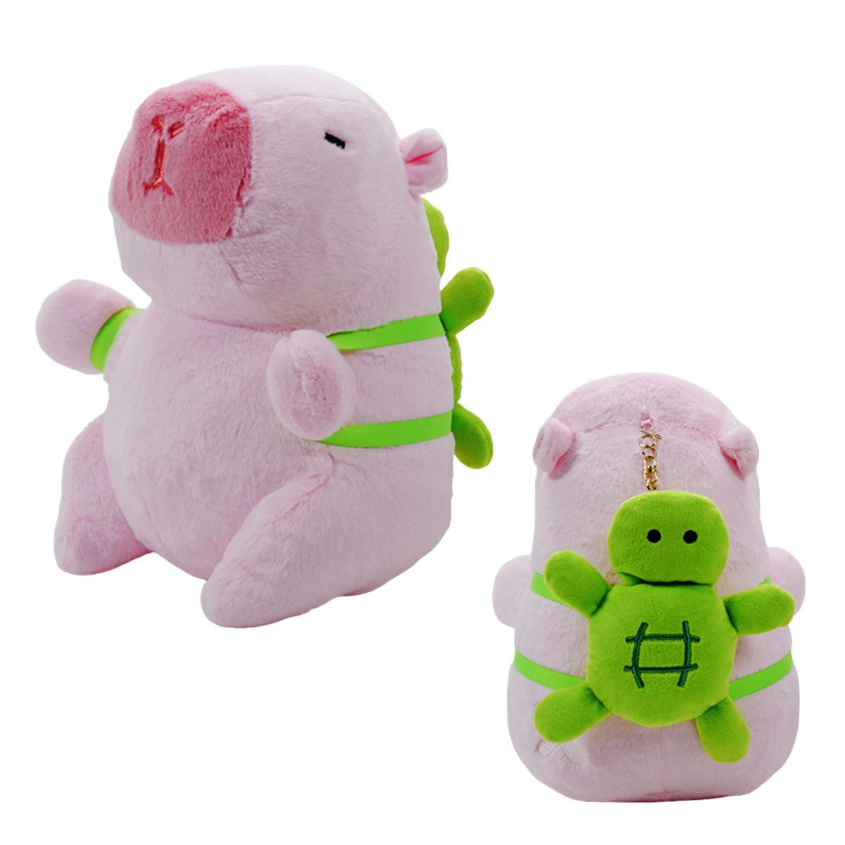 [NEW] ぬいぐるみ キーホルダー カピバラ チャビマル カメ 小～特大サイズ ブラウン/ピンク【クリアストーン】