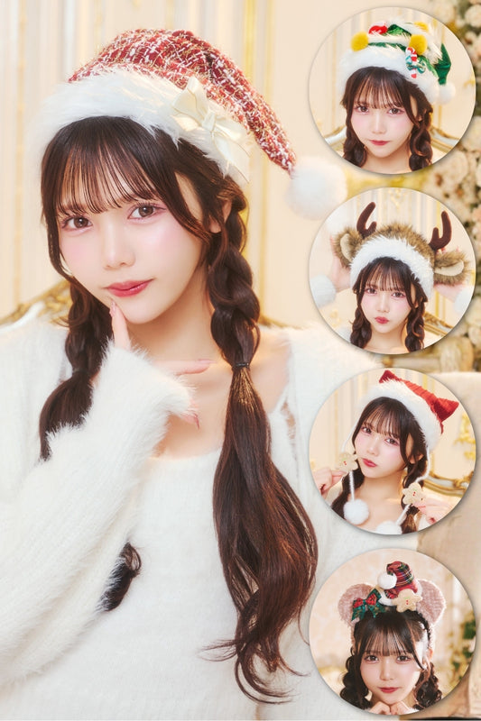 [New] コスプレ小物 クリスマス 帽子/カチューシャ ユニセックス フリーサイズ レッド/グリーン/ブラウン 【クリアストーン】
