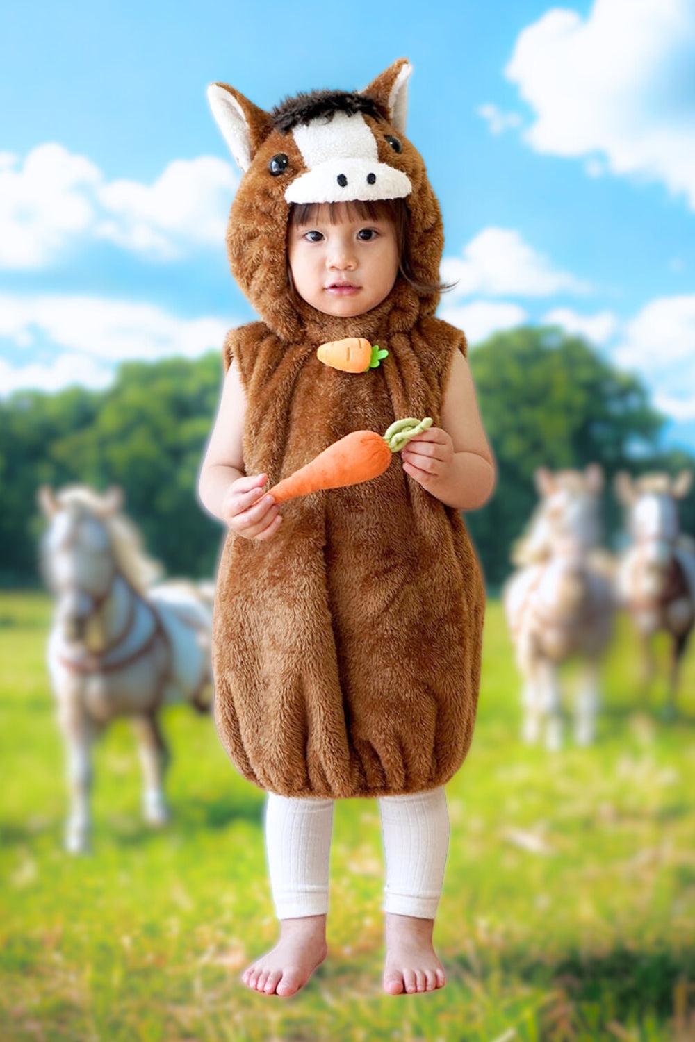 [New] コスプレ 正月 干支 動物 マシュマロお馬さん ベビー 80cm ブラウン【クリアストーン】