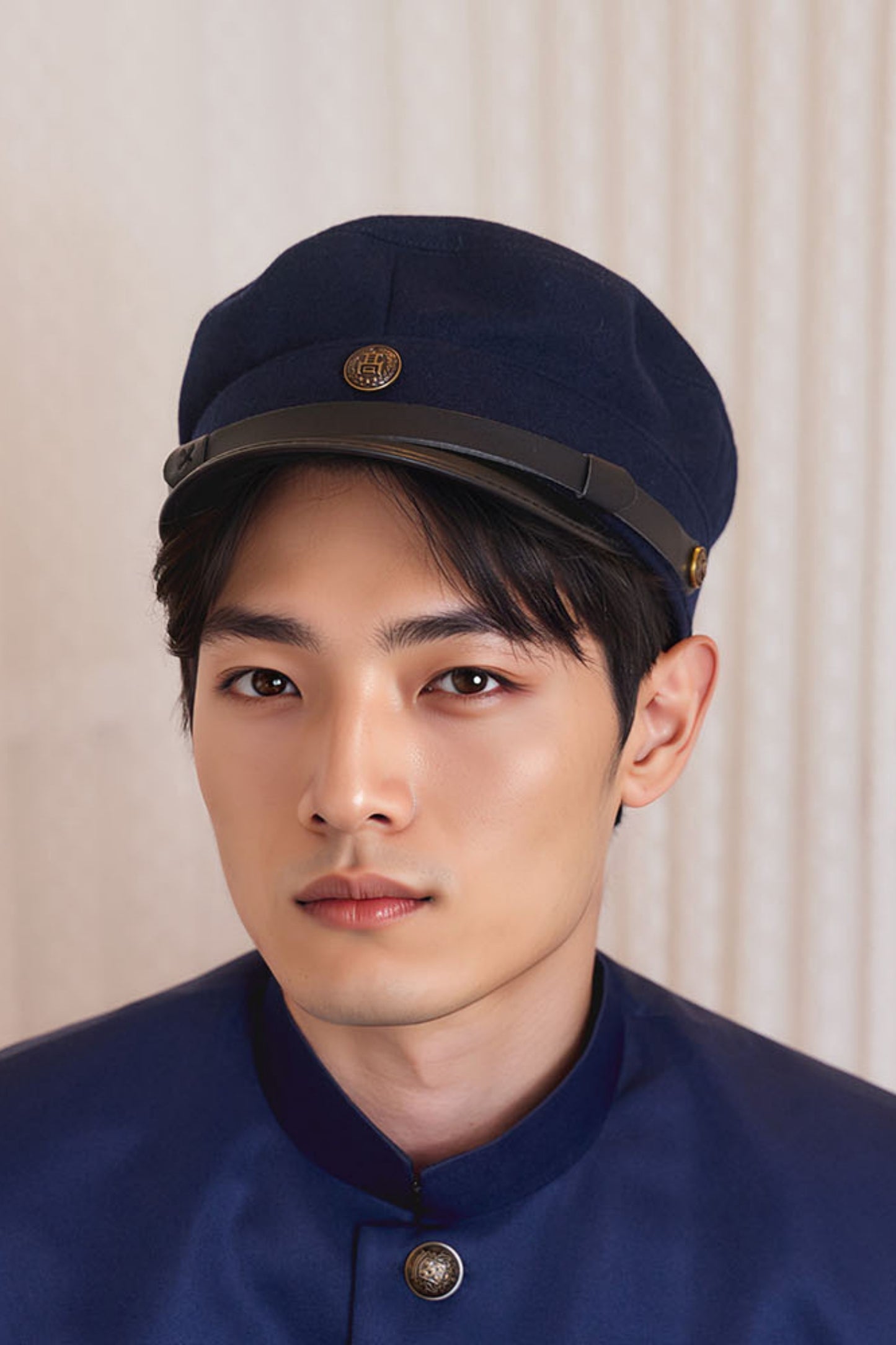 [New] コスプレ小物 制服 レトロ学生服 帽子 ユニセックス フリーサイズ ネイビー【クリアストーン】