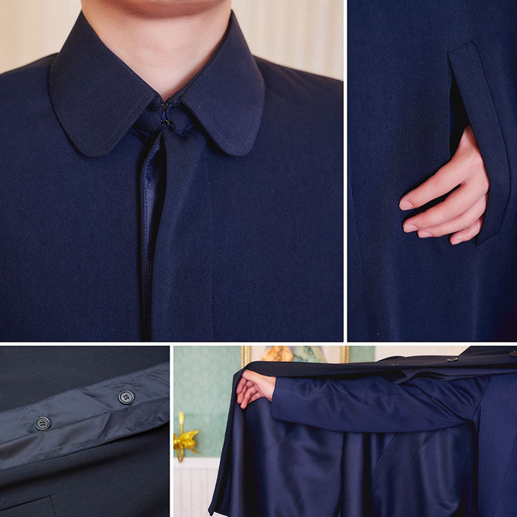 [New] コスプレ 制服 レトロ学生服 マント メンズ Lサイズ ネイビー【クリアストーン】