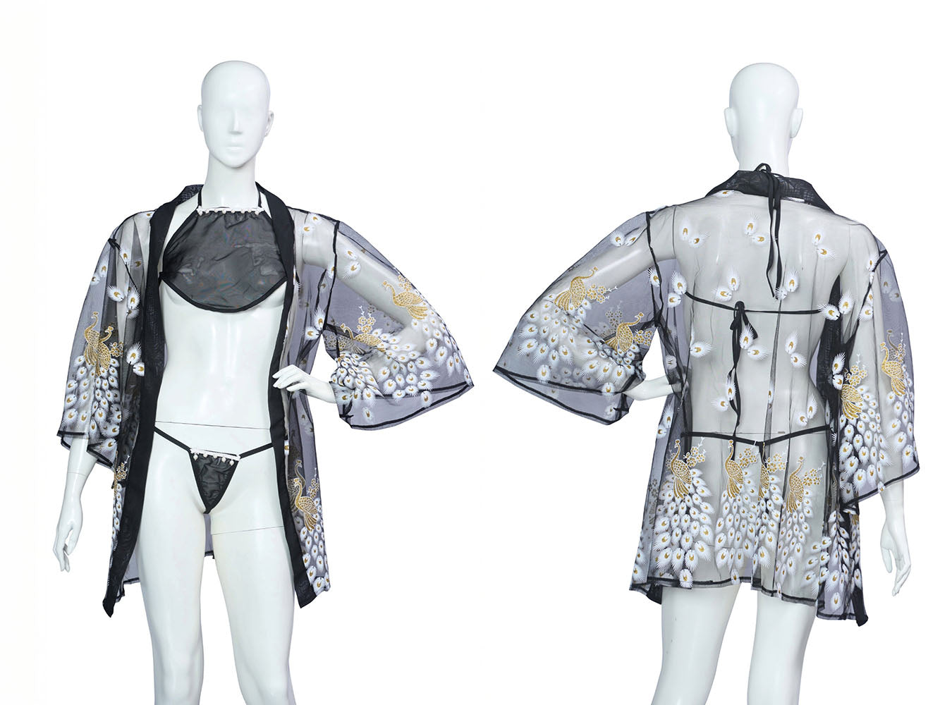 コスプレ 和風 セクシー 艶狐 黒孔雀 レディース フリーサイズ ブラック 【クリアストーン】