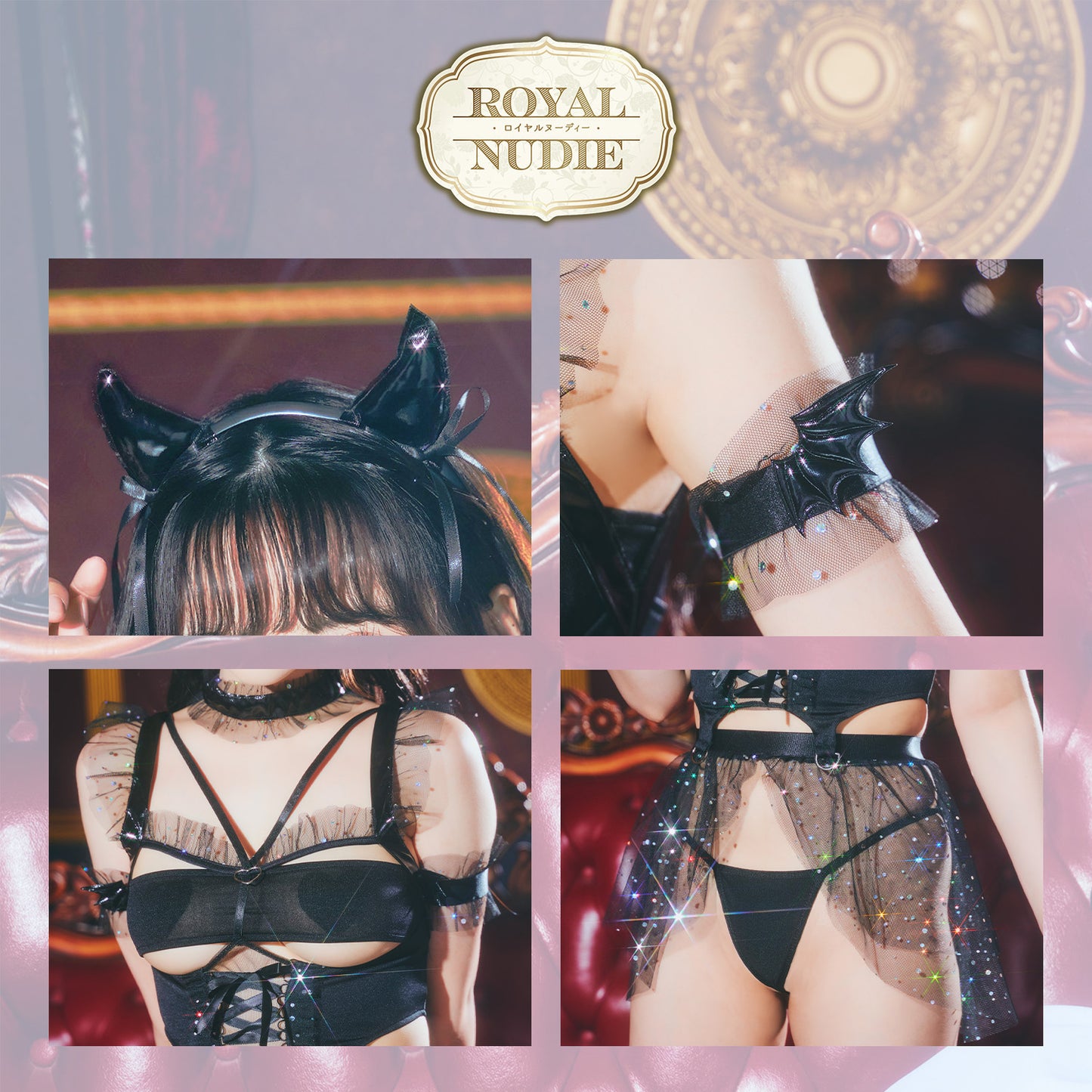 [New] コスプレ 悪魔 ロイヤルヌーディー プレミアムサキュバス レディース フリーサイズ ブラック【クリアストーン】♡