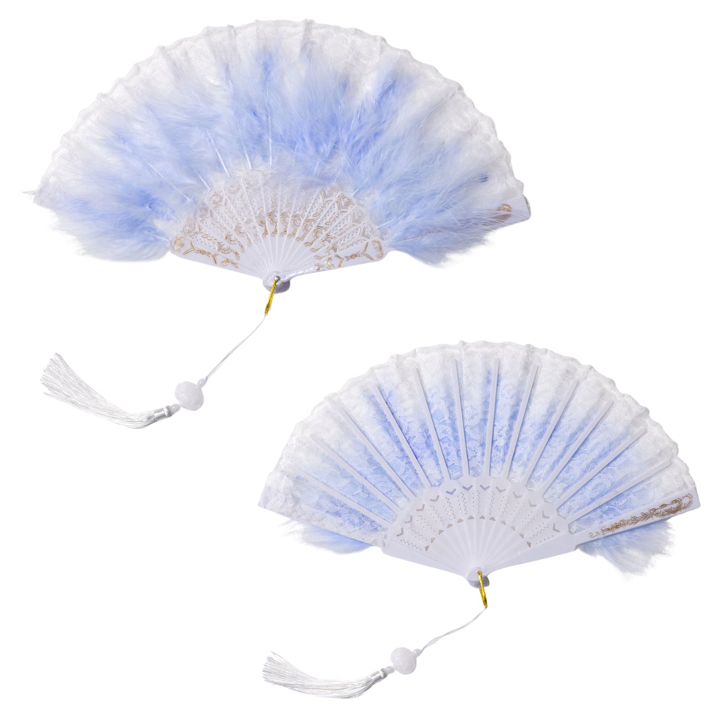 [New] コスプレ小物 チャイナ レース羽扇子 ユニセックス ホワイト/ブルー/レッド/ブラック【クリアストーン】