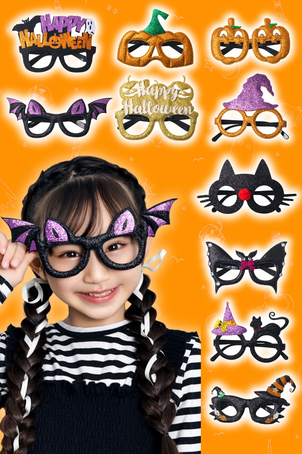 [New] コスプレ小物 アニマル かぼちゃ ハロウィン メガネ キッズ フリーサイズ 【クリアストーン】