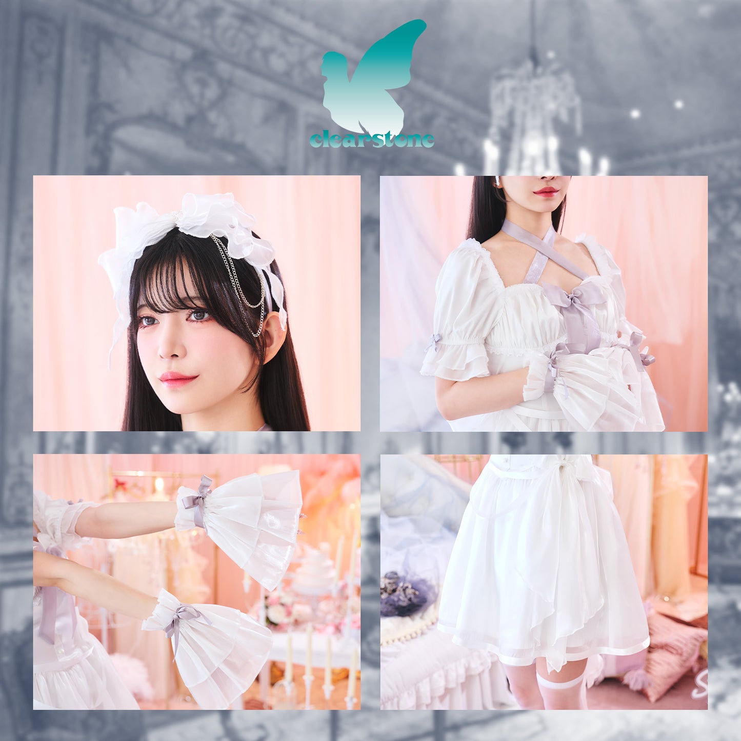 【予約/6月23日発送予定】[New] コスプレ 夏の風物詩 リュバンゴースト レディース フリーサイズ ホワイト【クリアストーン】♡