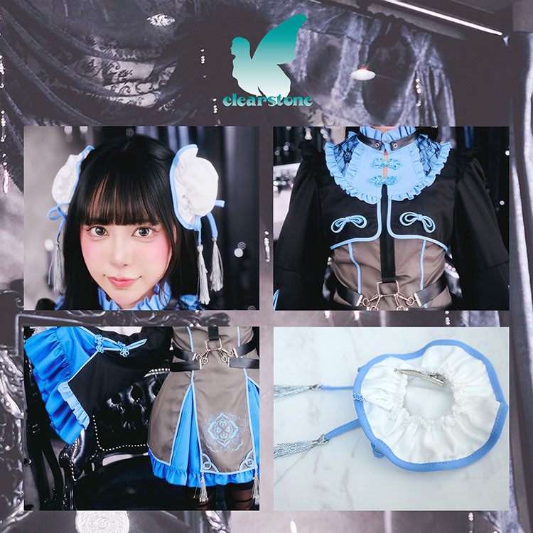 [New] コスプレ ゴスパンドール チャイナ レディース フリーサイズ ピンク/ブルー【クリアストーン】♡