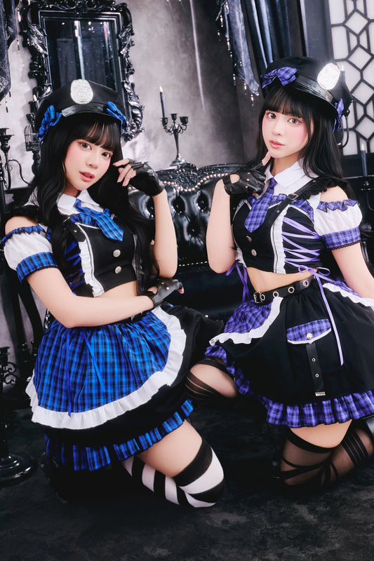 [New] コスプレ ゴスパンドール ポリス レディース フリーサイズ ブルー/パープル【クリアストーン】♡