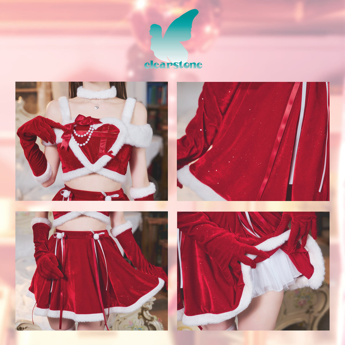 [New] コスプレ クリスマス ルミパピエ プレゼントハートサンタ レディース フリーサイズ レッド 【クリアストーン