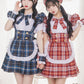 《JamsCollection着用》コスプレ リリパレ アイドルチェックメイド レディース フリーサイズ ネイビー/レッド 【クリアストーン】♡