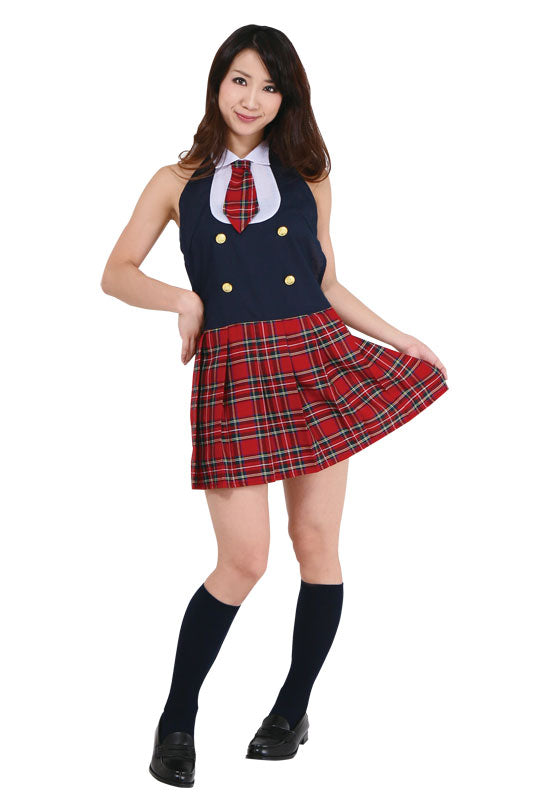 コスプレ エプロン 制服 コスエプロン スクールガールズエプロン ユニセックス フリーサイズ レッド【クリアストーン】