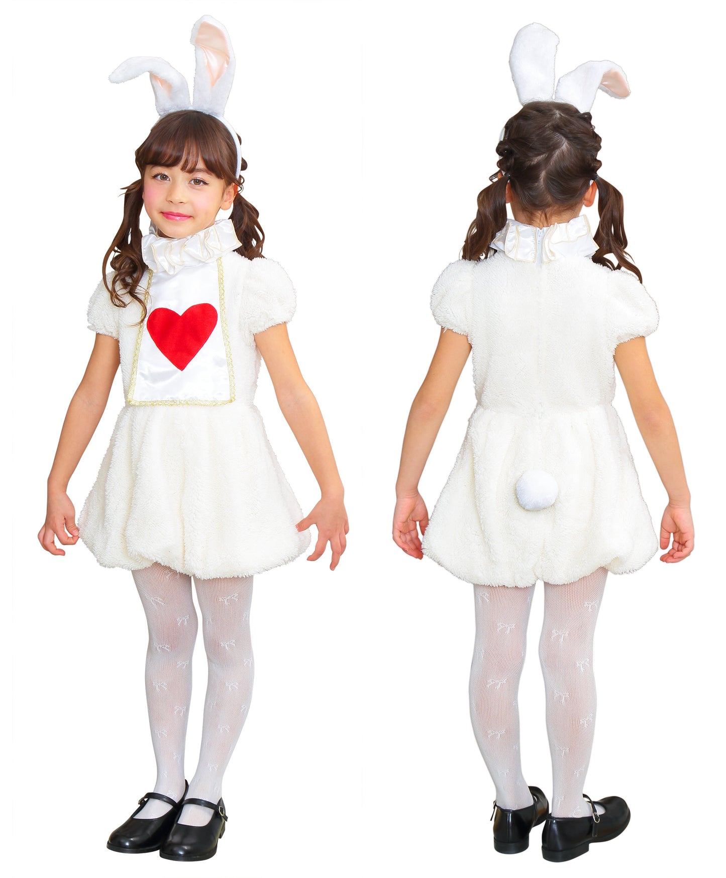 コスプレ キッズ こども うさぎ ハロウィン ワンダーラビットガール 100cm/120cm/140cm ホワイト【クリアストーン】