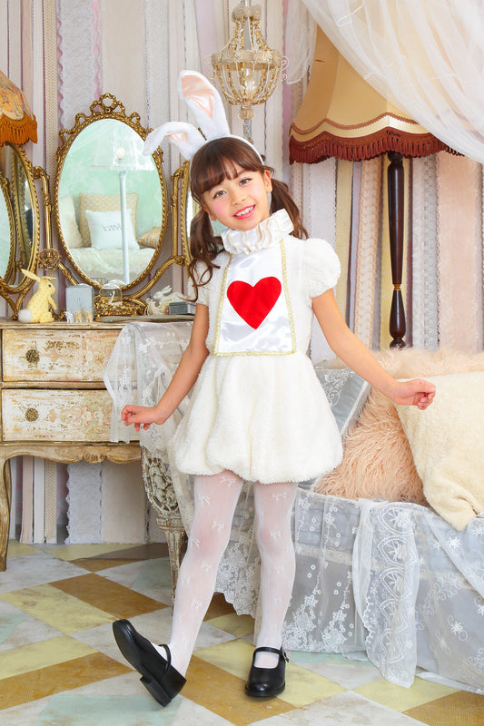 コスプレ キッズ こども うさぎ ハロウィン ワンダーラビットガール 100cm/120cm/140cm ホワイト【クリアストーン】