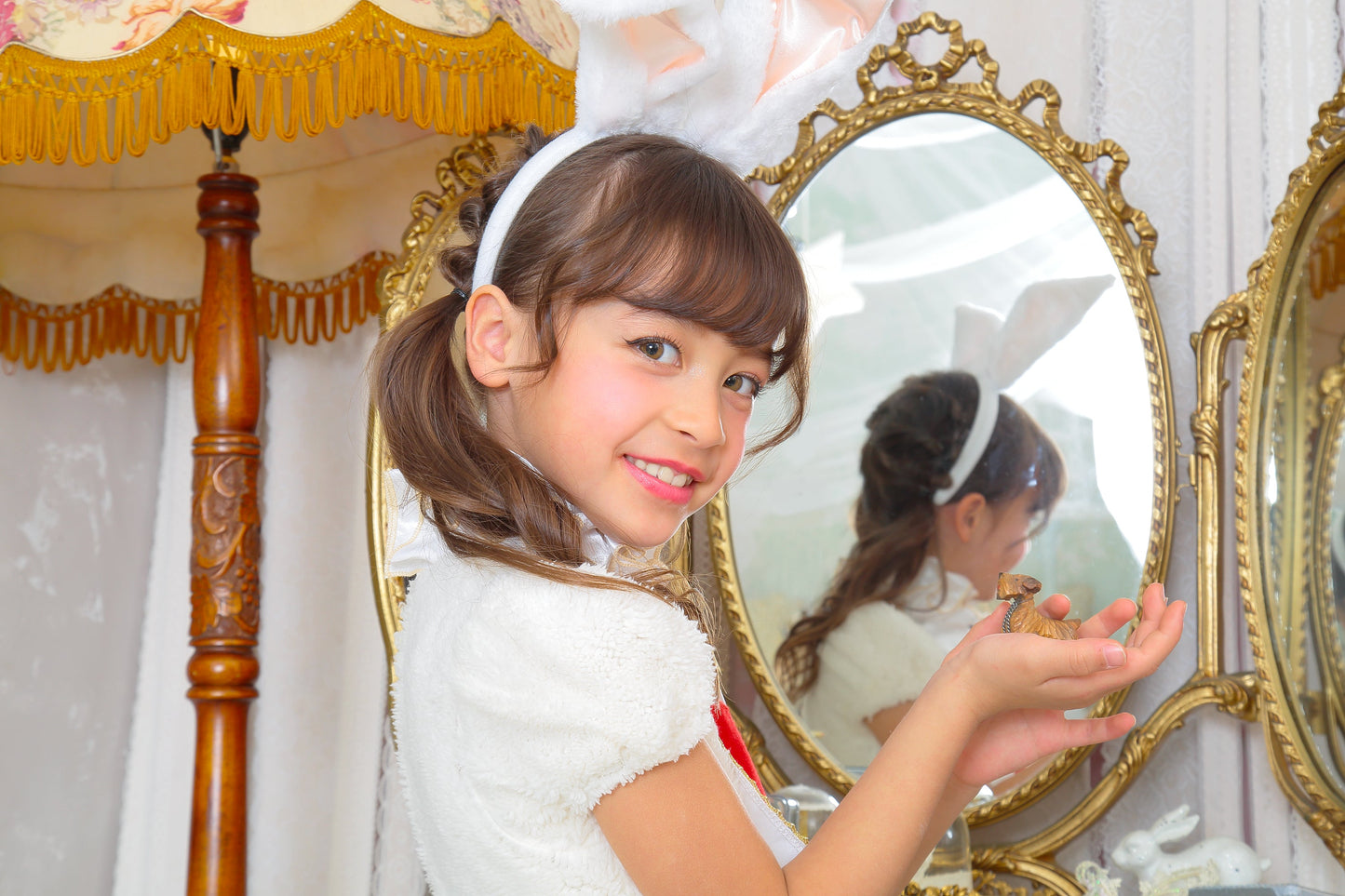 コスプレ キッズ こども うさぎ ハロウィン ワンダーラビットガール 100cm/120cm/140cm ホワイト【クリアストーン】