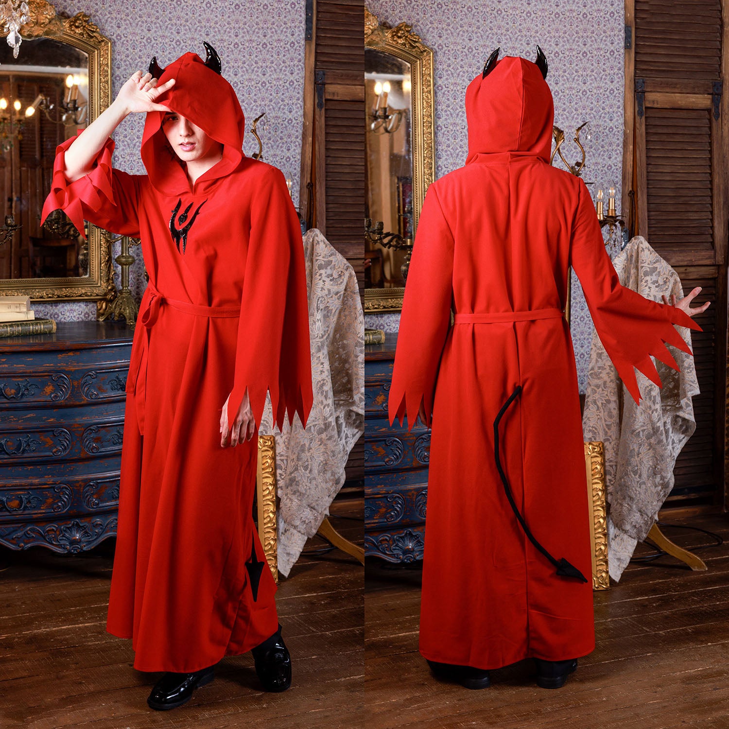 ≪スタンミさん着用≫ コスプレ 仮装 ハロウィン デビルローブ メンズ