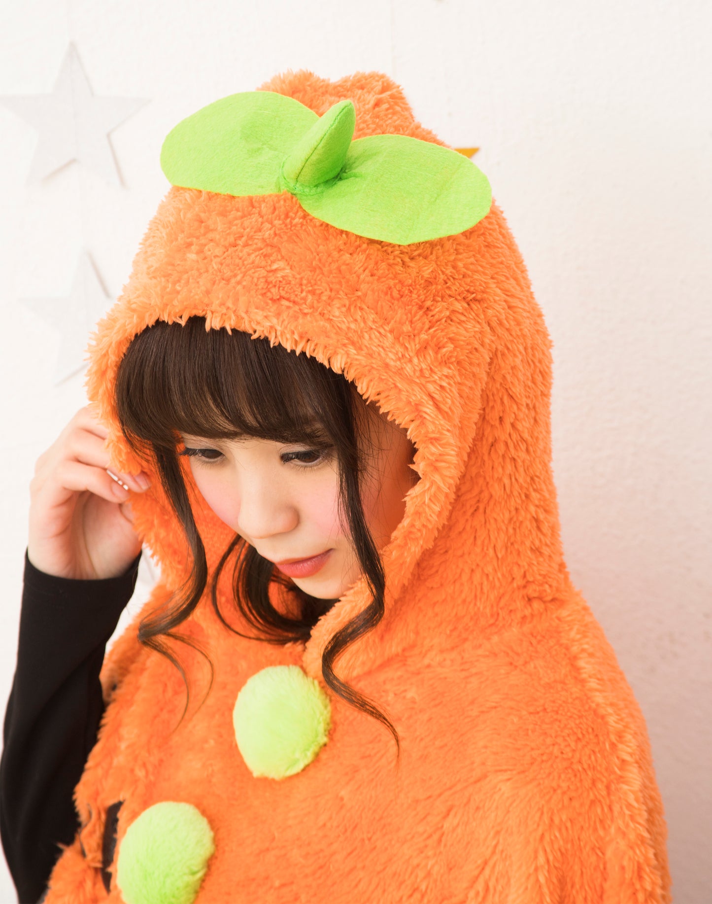 コスプレ かぼちゃ HW もこもこパンプキンケープ レディース フリーサイズ オレンジ【クリアストーン】
