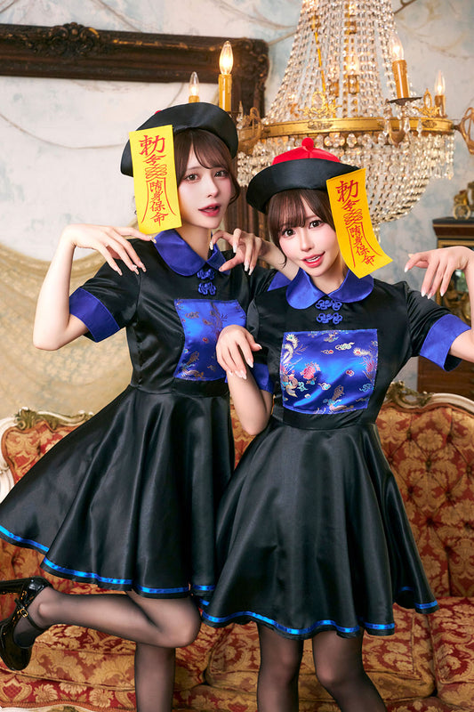 コスプレ キョンシー ハロウィン キョンシーガール レディース フリーサイズ ブルー【クリアストーン】♡