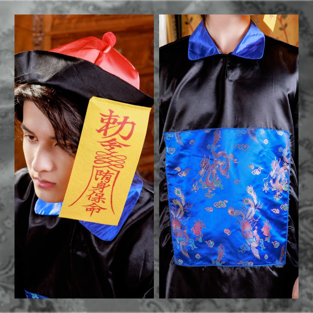 ≪スタンミさん着用≫ コスプレ 仮装 ハロウィン キョンシー メンズ フリーサイズ ブルー 【クリアストーン】