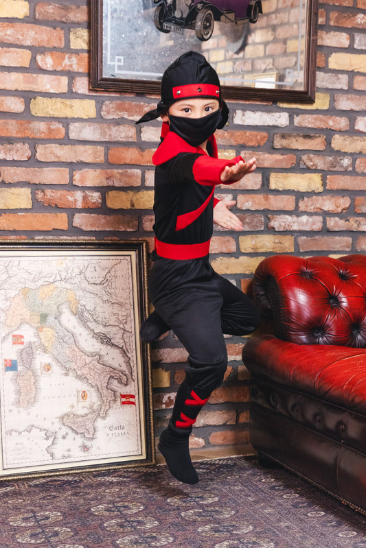 コスプレ ハロウィン キッズ こども 忍者ファイター 100/120/140 ブラック 【クリアストーン】