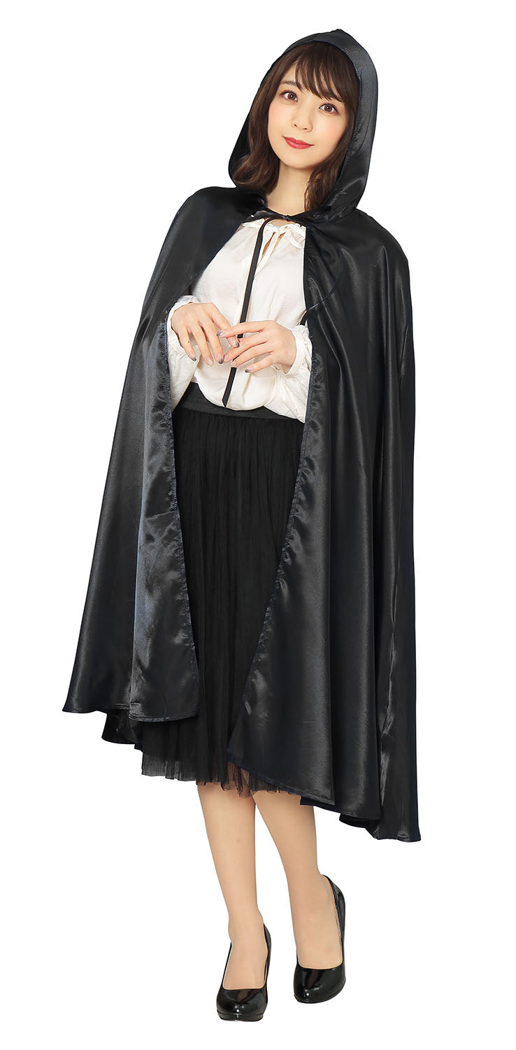 ≪スタンミさん着用≫ コスプレ 仮装 ハロウィン ブラックマント ユニセックス フリーサイズ ブラック 【クリアストーン】