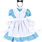 コスプレ キッズ こども 不思議の国のアリス アリス メイド ハロウィン AQUAドレス 100cm/120cm/140cm ブルー ホワイト【クリアストーン】