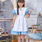コスプレ キッズ こども 不思議の国のアリス アリス メイド ハロウィン AQUAドレス 100cm/120cm/140cm ブルー ホワイト【クリアストーン】