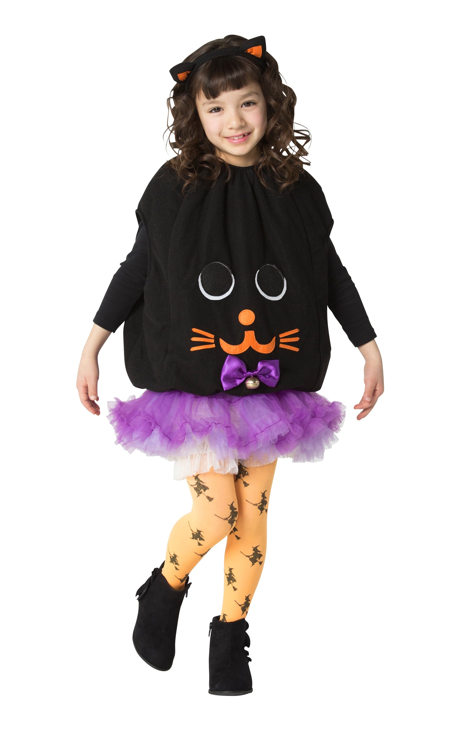 コスプレ キッズ こども 黒猫 ねこ アニマル ハロウィン スマイルキャット 120cm ブラック【クリアストーン】