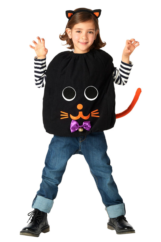 コスプレ キッズ こども 黒猫 ねこ アニマル ハロウィン スマイルキャット 120cm ブラック【クリアストーン】
