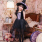 コスプレ キッズ こども 魔女 ハロウィン ノワールウィッチ 女の子 120cm/140cm ブラック 【クリアストーン】