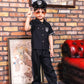 コスプレ キッズ こども 警官 ハロウィン スーパーポリスマン 男の子 100/120/140cm ブラック【クリアストーン】