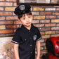 コスプレ キッズ こども 警官 ハロウィン スーパーポリスマン 男の子 100/120/140cm ブラック【クリアストーン】