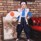 コスプレ キッズ こども 昔話 和装 キャラクター 和風コス 桃太郎 120cm ブルー ホワイト【クリアストーン】
