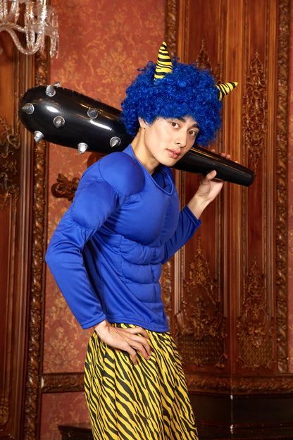 コスプレ 節分 鬼 おに 赤鬼参上 青鬼参上 赤鬼 青鬼 ユニセックス フリーサイズ レッド/ブルー 仮装 衣装 コスチューム【クリアストーン】