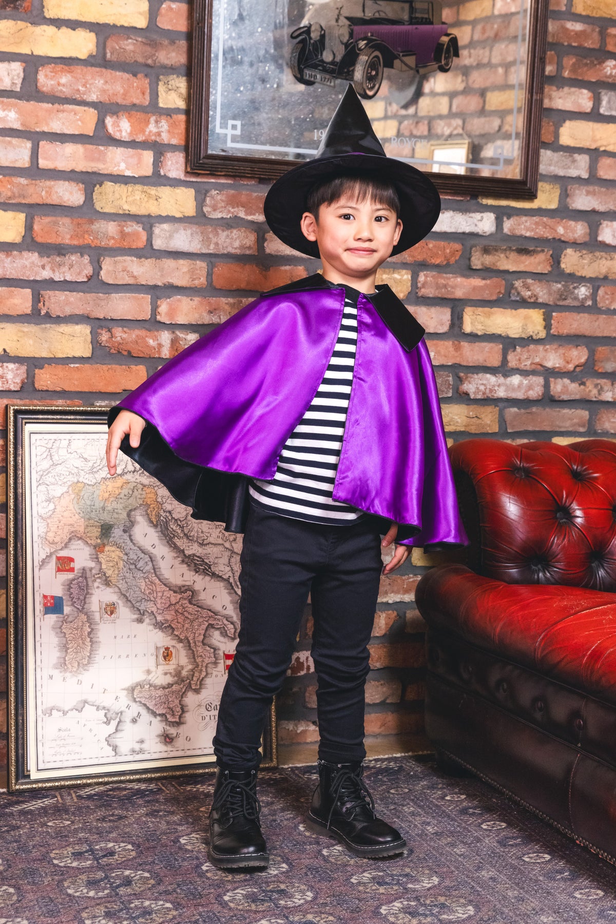 [New] コスプレ ハロウィン 2カラーリバーシブルマント リバーシブル キッズ ユニセックス パープル/レッド 【クリアストーン】