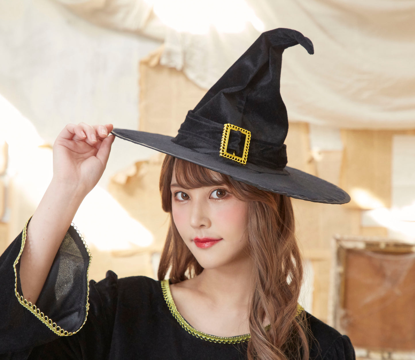 コスプレ 魔女 ハロウィン ブラックナイトウィッチ レディース フリーサイズ ブラック【クリアストーン】