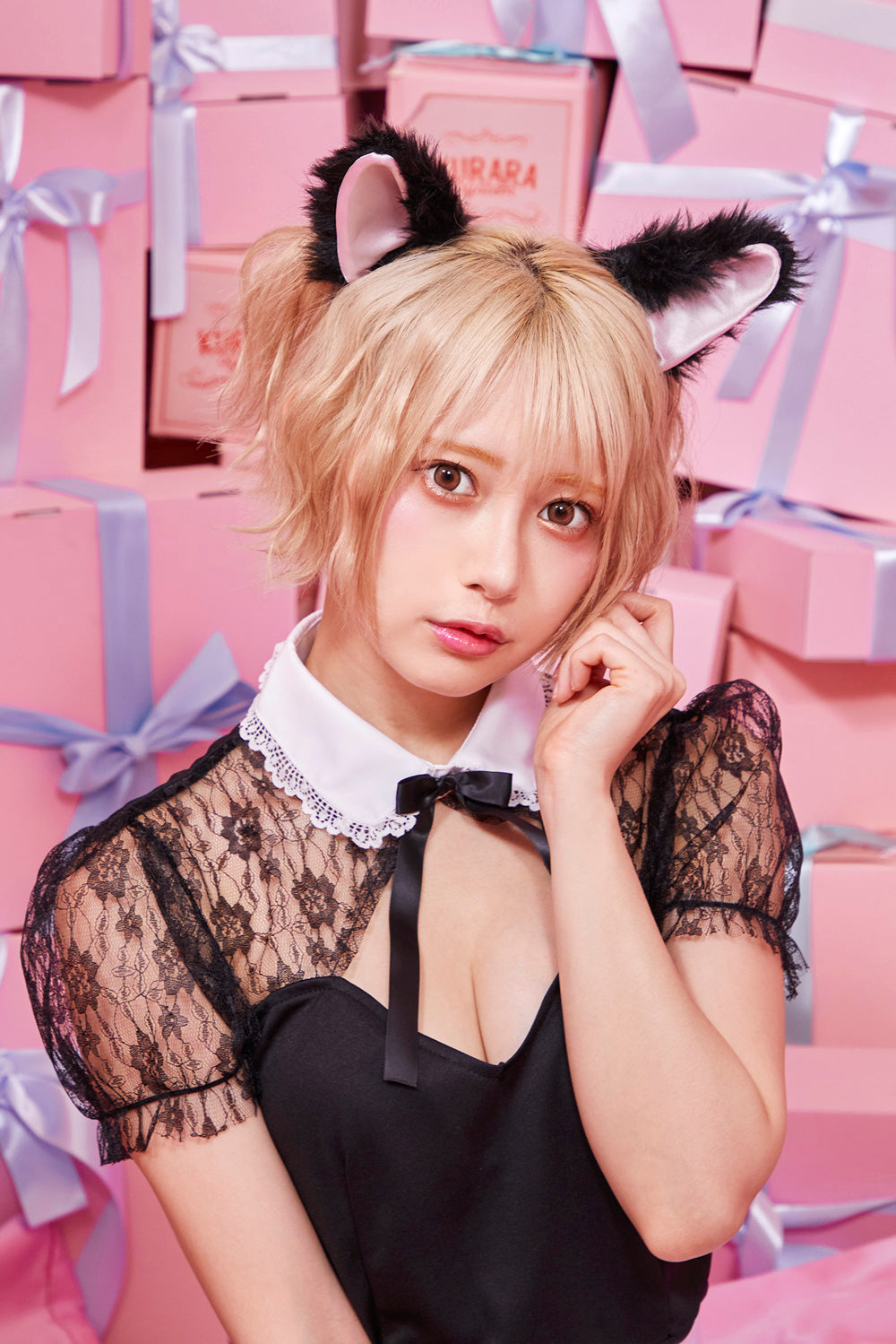 コスプレ 小物 けもみみピン アニマル 動物 ねこ/うさぎ/いぬ/ダルメシアン/パンダ/くま/きつね/おおかみ 仮装 フリーサイズ【クリアストーン】