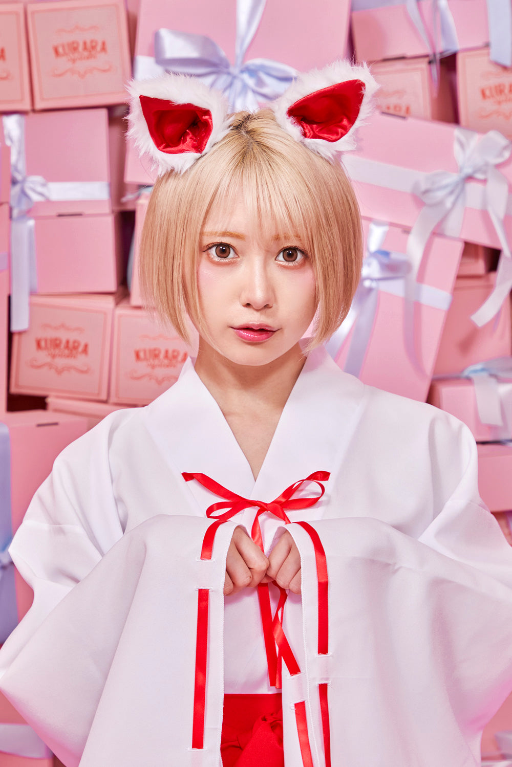 コスプレ 小物 けもみみピン アニマル 動物 ねこ/うさぎ/いぬ/ダルメシアン/パンダ/くま/きつね/おおかみ 仮装 フリーサイズ【クリアストーン】