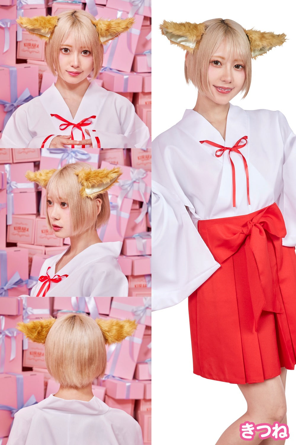 コスプレ 小物 けもみみピン アニマル 動物 ねこ/うさぎ/いぬ/ダルメシアン/パンダ/くま/きつね/おおかみ 仮装 フリーサイズ【クリアストーン】