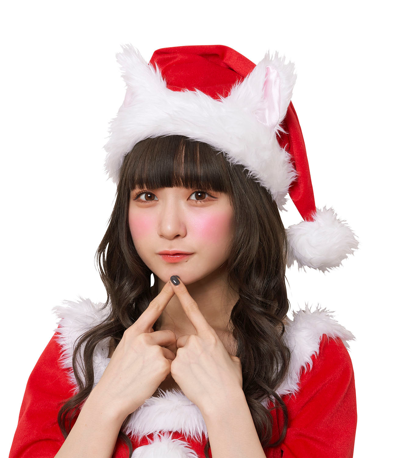 コスプレ クリスマス サンタクロース 猫 ねこみみサンタ帽子 ユニセックス レッド【クリアストーン】