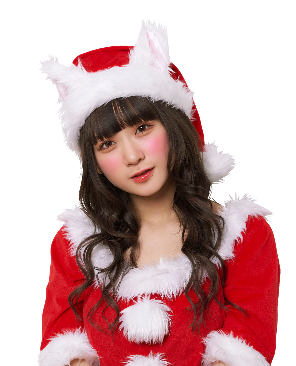 コスプレ クリスマス サンタクロース 猫 ねこみみサンタ帽子 ユニセックス レッド【クリアストーン】