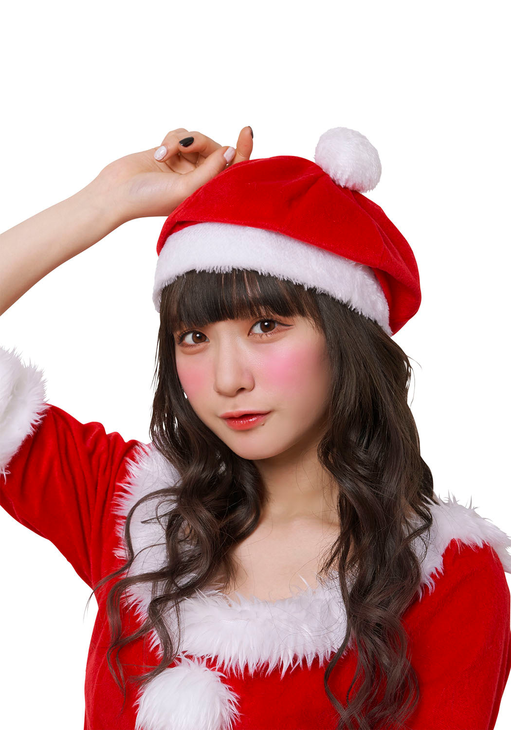 コスプレ クリスマス サンタクロース サンタベレー帽 ユニセックス レッド【クリアストーン】