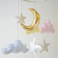 小物 モビール 月 星 雲 ベビーモビール ムーン モノトーン/パステル ゴールド【クリアストーン】