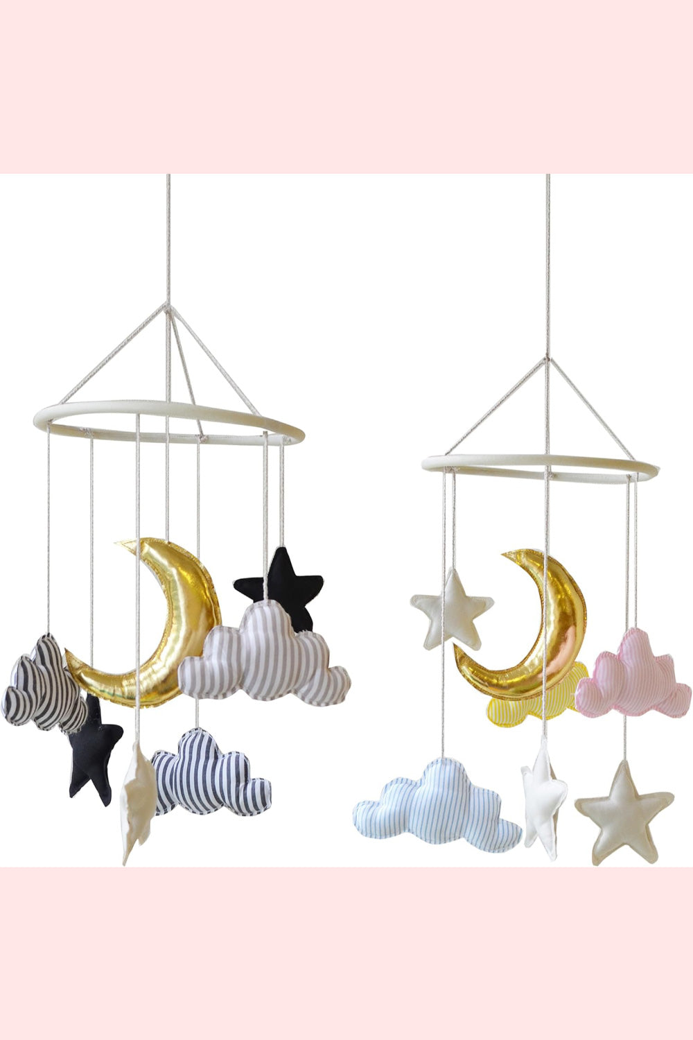 小物 モビール 月 星 雲 ベビーモビール ムーン モノトーン/パステル ゴールド【クリアストーン】