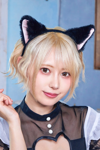 コスプレ 小物 キャットカチューシャ ねこ アニマル 動物 仮装 フリーサイズ ホワイト/ブラック/ブラウン【クリアストーン】