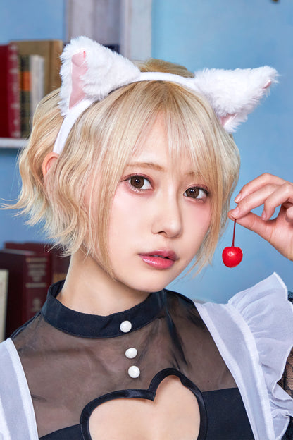 コスプレ 小物 キャットカチューシャ ねこ アニマル 動物 仮装 フリーサイズ ホワイト/ブラック/ブラウン【クリアストーン】