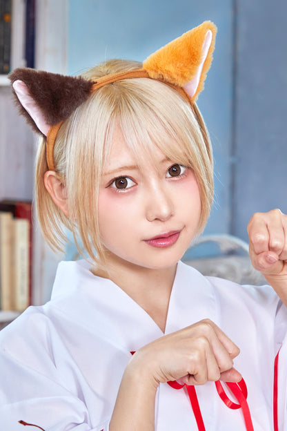 コスプレ 小物 キャットカチューシャ ねこ アニマル 動物 仮装 フリーサイズ ホワイト/ブラック/ブラウン【クリアストーン】